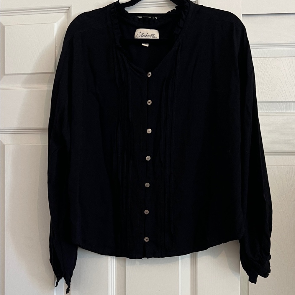 Cleobella black blouse, buttons down front
